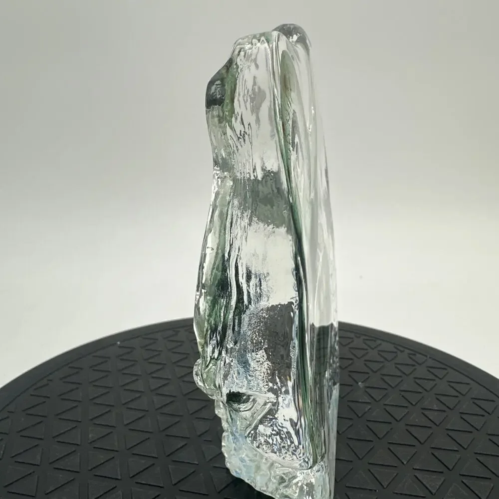 Vintage Clear Glass with Green Sea Turtles Paperweight